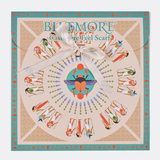 Tut at Biltmore Cashmere Feel Scarf – Ivory with Scarab