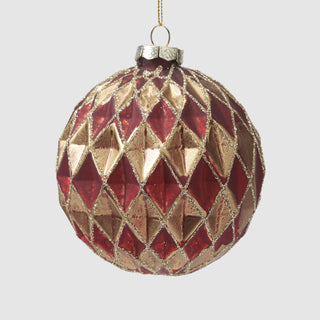 Crimson & Gold Faceted Glass Ornament – Inspired by the Banquet Hall