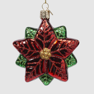 Glass Poinsettia Star Ornament – Winter Garden Collection