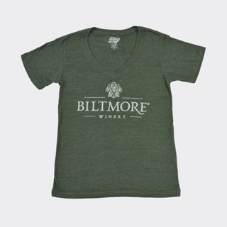 Women’s Dark Green Biltmore Winery V-neck T-Shirt