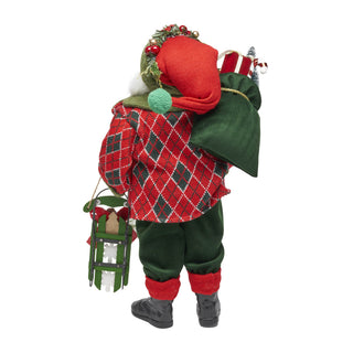 Tartan-Inspired Santa with Gifts Figurine