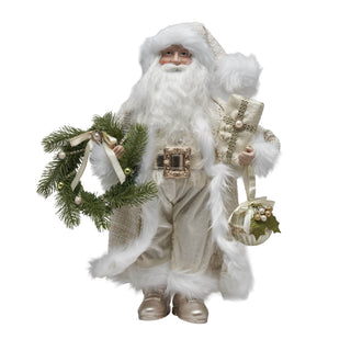Santa with Wreath and Gift Figurine