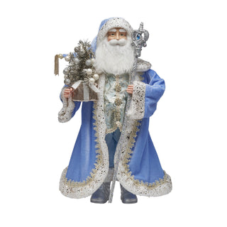 Blue and Platinum Santa Figurine