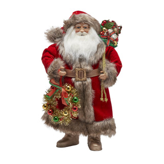 Gray Fur-Trimmed Santa Figurine