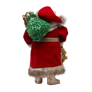 Gray Fur-Trimmed Santa Figurine