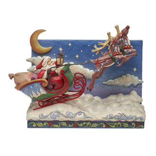 Santa Sleigh with Reindeer Christmas Scene