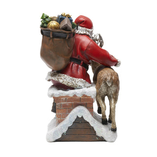Santa and Reindeer on Rooftop Figurine