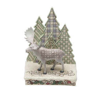 Winter Moose with Evergreen Trees Figurine