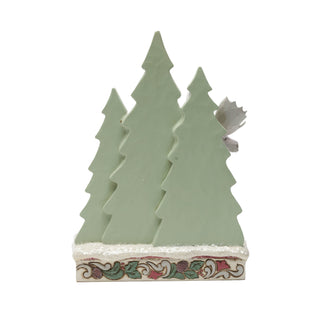 Winter Moose with Evergreen Trees Figurine