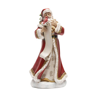 Santa with Nice List and Cardinal Figurine
