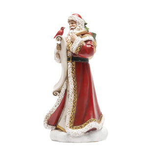 Santa with Nice List and Cardinal Figurine