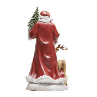 Santa with Deer and Christmas Tree Figurine