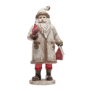 Santa with Cardinal and Birdhouse Figurine
