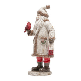 Santa with Cardinal and Birdhouse Figurine