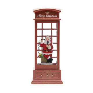 Santa Phone Booth Glitter Dome with Lights