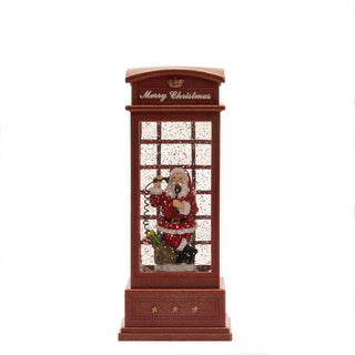 Santa Phone Booth Glitter Dome with Lights