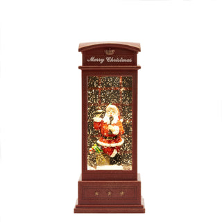 Santa Phone Booth Glitter Dome with Lights