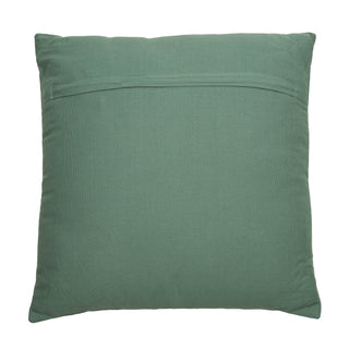 A square sage green throw pillow shown from the back, featuring a horizontal stitched seam across the center, isolated on a white background.