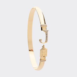 CRISLU Sparking Initial J Bangle - 18k Yellow Gold