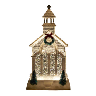 Christmas Church Glitter Dome with Lights