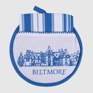 Biltmore House Potholder & Tea Towel Set – Blue