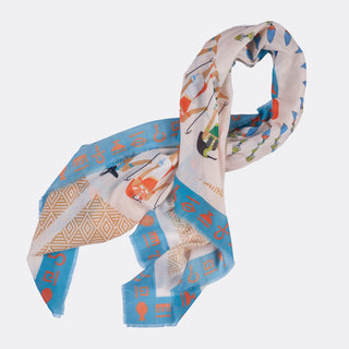 Tut at Biltmore Cashmere Feel Scarf – Ivory with Scarab