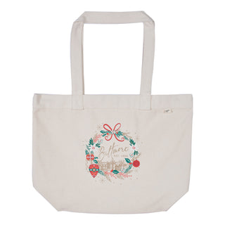 Holiday Wreath Canvas Tote