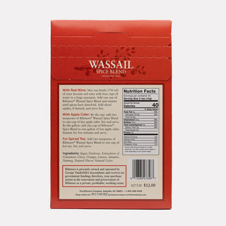 Back Label of a Box of Biltmore Wassail Spice Blend