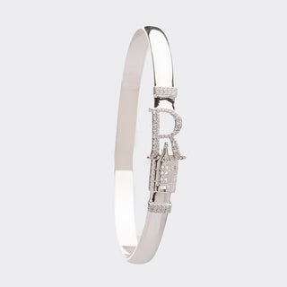 CRISLU Sparking Initial R Bangle - Platinum